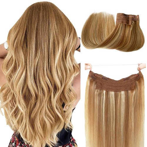 Halos Human Hair Extensions Ombre Golden Brown to Platinum Blonde with Beige Blonde Highlights Real Hair Extensions Thick 80grams 16 Inch 80g Blonde Balayage Flip in Hair Extensions