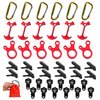 BSGB 43PCS Aluminum Alloy Fish Bone Anchor Deck Plank Board Tent Stakes D Carabiner Wind Rope Buckle 3 Hole Guyline Adjuster Tent Cord Rope Tensioner Alligator Camping Tent Awning Tarp (Red, Normal)
