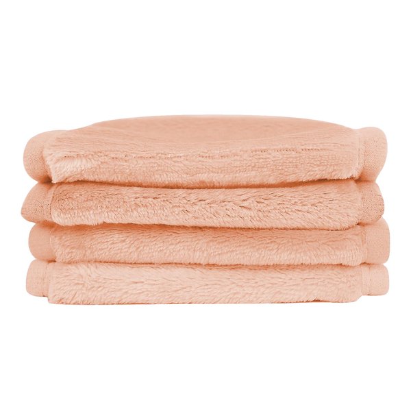 Puomue Makeup Remover Cloth 4 Pack, Ultra Soft and Reusable Microfiber Makeup Remover Towels for All Skin Types, Perfect Face Towels for Women, 5.1"X15.3", Pink
