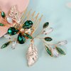 Green Wedding Hair Pieces for Brides Hair Comb for Bride Crystal Bridal Hair Side Comb Rhinestone Hair Accessories for Prom Party (Green-A)