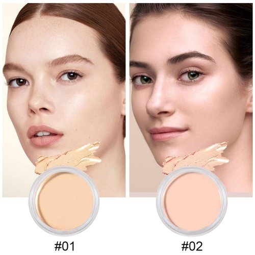 Kaely 2Pcs Cream Pot Concealer Full Coverage Set,Conceal Brighten Dark Circles,under Eye Color Correcting Concealer,Waterproof Foundation Palette with Brush,corrector de ojeras,Vegan Makeup,01+02