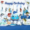 Fishing Birthday Party Decorations Include Happy Birthday Fishing Hanging Banner and Hanging Swirl Fishing Theme Party Supplies