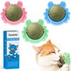 Aucenix Catnip Balls Toy for Cat, Wall Catnip Roller for Cat Licking, Teeth Cleaning Dental Edible Kitten Toy, Natural Rotating Crab Cat Toy (3 Colors)