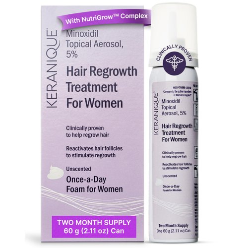 Keranique Women&#39;s 5% Topical Minoxidil Foam – Hair Regrowth Scalp Treatment with Powerful NutriGr...