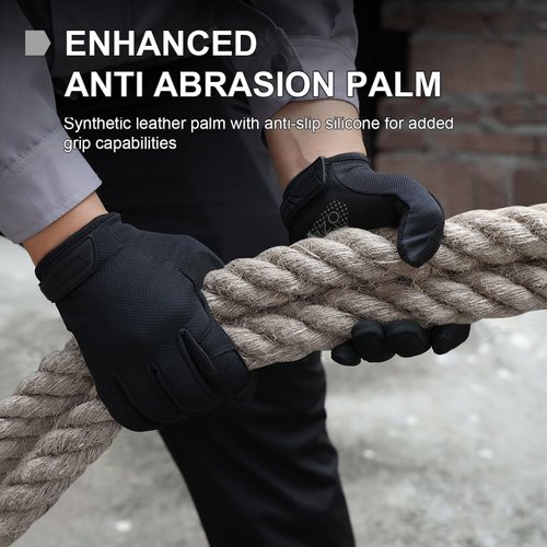 OZERO Utility Work Gloves for Men: Mechanic Synthetic Glove - 3 Pairs Yard Breathable touch Gloves Breathable Construction Work Gloves