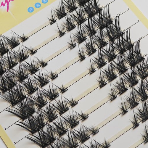 Fox Eye False Eyelashes Natural Wispy Individual Lashes, 3D C-6~15mm Cluster Lashes Pack for DIY Premade Fans Artificial Eyelash Extension Fake Lash Self Application at Home