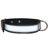 Genuine Leather Reflective Dog Collar 22" Long 1.25" Wide Black Fits 15.5"-19.5" Neck
