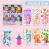 Carreuty 6 Set Mini Baby Dolls 4 Inch Reborn Baby Dolls Set Cute Small Baby Doll Toys with Handmade Hooded Robe Washable PVC Material Slepping Baby Doll Birthday Present for Girls and Boys Age 3+