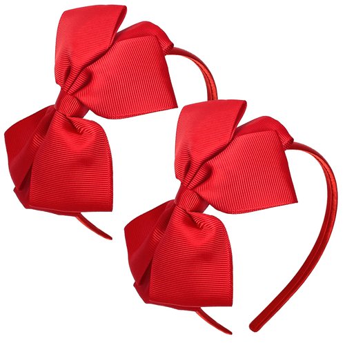 2 Pack Christmas Red Bow Ribbon Headbands for Little Girls Toddlers Cosplay Princess