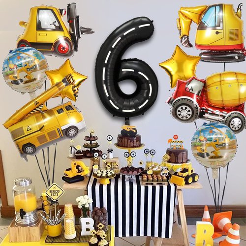 Construction Truck Balloons Construction Birthday Party Supplies Construction Trucks Party Decorations for Boys 6th Birthday Party Construction Tractor Themed Birthday Party Favor