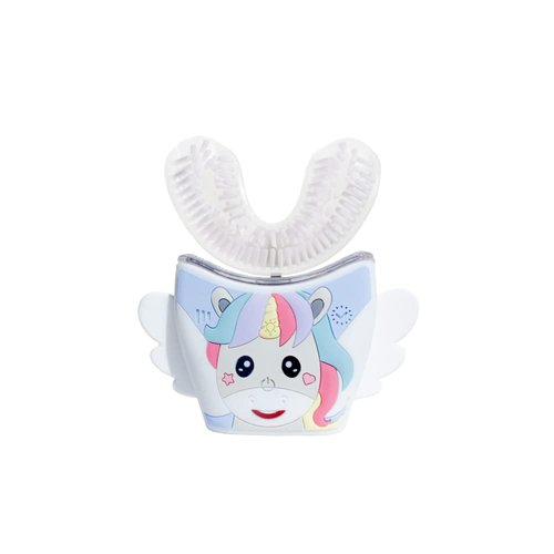 AutoBrush Sonic Pro Kids U Shaped Electric Toothbrush,Unique 360° Nylon Bristles 3 Cleaning Modes,Whitening LED-Lights,Plays Music (Double-Sided),Ages 3-5, Unicorn