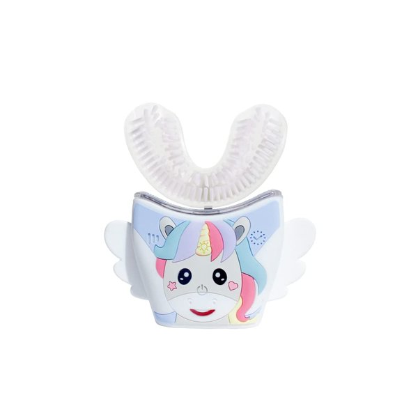 AutoBrush Sonic Pro Kids U Shaped Electric Toothbrush,Unique 360° Nylon Bristles 3 Cleaning Modes,Whitening LED-Lights,Plays Music (Double-Sided),Ages 3-5, Unicorn