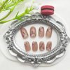 Almond Press on Nails Short Fake Nails with Floral Designs Cute Acrylic Nails Press ons Glossy Glue on Nails Nude Full Cover Artificial Stick on Nails for Women 24Pcs