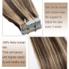 Benehair Remy Tape in Hair Extensions Human Hair Medium Brown&Dark Blonde Seamless Skin Weft Tape in Real Human Hair Extensions Straight Hair 18 Inch 50g #4P27 20 pcs