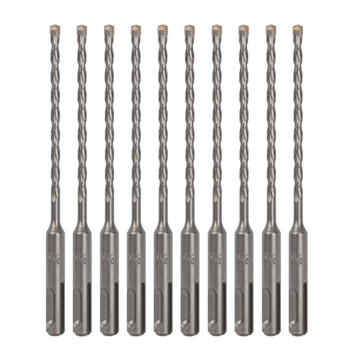 Sabre Tools 10-Pack SDS Plus 3/16" x 6" Rotary Hammer Drill Bits, Carbide Tipped for Brick, Stone and Concrete