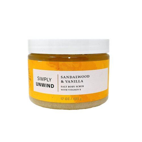 Bath & Body Works Aroma Simply Unwind Sandalwood & Vanilla 2 Pack Body Scrub Bundle with a Natural Oats Bar Soap - Full Size