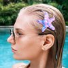 Amabro 6 Pcs Starfish Hair Clips, Glitter Sea Star Hair Barrettes Starfish Hair Accessories Sequins Snap Hair Clip Beach Sea Star Hairpins for Women Girls(Pink, Blue, Yellow)