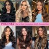 POGINJA Clip in Hair Extensions Real Human Hair, 20 Inch Remy Human Hair Clip in Extensions for Black Women, Invisible Natural Straight Seamless Clip ins Hair Extensions 8pcs Double Weft #1B 100g