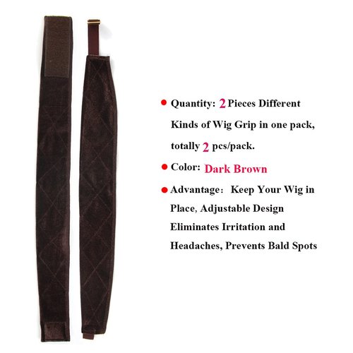 TOBBST Wig Grip Headbands for Women,2 Pieces Adjustable wig grip band for lace front,No Slip Wig Scarf Hat Grip Wig Band (Dark Brown)