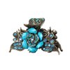 Fodattm Women Lady Retro Rose Flower Imitation Turquoise Hair Claw Clip Vintage Alloy Rhinestone Non-Slip Hair Jaw Clips Hairpin Hair Clamp (Blue)