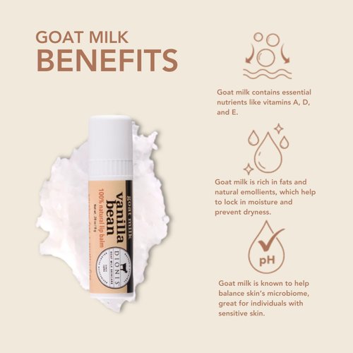 Dionis - Goat Milk Skincare Scented Lip Balm, Set of 6 (0.28 oz), Moisturize Dry and Chapped Lips, Cruelty-free and Paraben-free (Vanilla Bean)