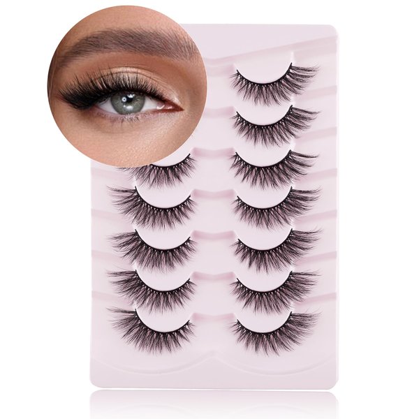 Onlyall Cat Eye Lashes Mink Lashes Fluffy Eyelashes Cat Eye False Lashes Fox Eye Lashes 7 Pairs F02