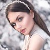 WILLBOND 4 Pcs Pearls Headbands Women White Faux Pearl Rhinestones Hairbands Bridal Hair Hoop Wedding Hair Accessories for Women