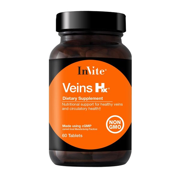 Invite Health Veins Hx® - Supports Veins and CIrculatory Health - Contains Vitamin C, Citrus Bioflavonoids, Horse Chestnut Seed, Gotu Kola, Bilberry Fruit - 60 Tablets (2-Pack)