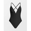 CUPSHE Women Swimsuit One Piece Bathing Suit Deep V Neck Crisscross Back Adjustable Strap Black M