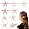 8 Pcs Starfish Hair Clip Seashell Hair Clips, Pearls Crystal Hair Clips, Bride Wedding Head Pieces Ponytail Holder Hair Accessories for Women and Girls