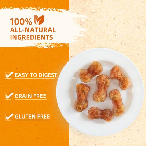 Jungle Calling Rawhide Free Dog Chew Treats, Real Chicken Wrapped Peanut Butter Bones, Teeth Clean Chewy Training Snacks, 6 oz