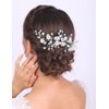 Jumwrit Wedding Hair Comb Rhinestone Teardrop Hair Comb Pearl Flower Hair Comb Bridal Headpiece for Wedding Brides Bridesmaids Hair Accessories(Silver)