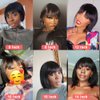 Rebasar Short Bob Wigs Human Hair 8 Inch Glueless Wear and Go Bob Wig With Bangs Human Hair Wigs for Black Women Human Hair Brazilian Straight Hair None Lace Front Natural Black Wig