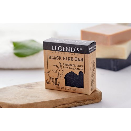 Legend's Creek Farm Goat Milk Soap - Cleansing Moisturizing Soap Bar for Hands and Body - 5 Oz Creamy Lather, Nourishing, Gentle Natural Soap for Sensitive Skin (Black Pine Tar, Pack of 1)