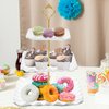 DAFURIET Dessert Cupcake Stand, 3 Tier Cup Cake Holder Tower for Tea Party/Birthday/Weeding, Plastic Tiered Serving Tray with Metal Rod, White