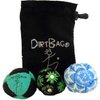 DIRTBAG All Star Footbag Hacky Sack 3 Pack with Pouch, 100% Handmade, Premium Quality, Bright Vivid Colors, Signature Carry Bag - Green/Black