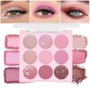 9Colors Glitter&Matte Eyeshadow Palette, Glitter Shimmer Sparkly Eye Shadow Palette Makeup, Warm Pastel Eyeshadows Palette Long Lasting Waterproof Naturing-Looking Women Girls Eye Shadow (6#)