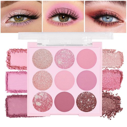 9Colors Glitter&Matte Eyeshadow Palette, Glitter Shimmer Sparkly Eye Shadow Palette Makeup, Warm Pastel Eyeshadows Palette Long Lasting Waterproof Naturing-Looking Women Girls Eye Shadow (6#)