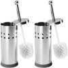 Chrome Stainless Steel Modern Toilet Brush & Holder Set (2 Pack) - Modern Toilet Bowl Brush Holder - Cleaner Toilet Brushes Bathroom Accessories - Bathroom Bowl Cleaner Brush with Caddy