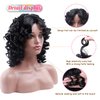 Short Curly Wigs for Black Women Afro Big Curly Black Wigs with Bangs Fluffy Natural Looking Synthetic Wigs for African American Women Daily Cosplay Party Use Soft Hair (Black)