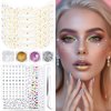 U-Shinein Glitter Freckles Face Tattoo, 6 Sheets Gold Face Makeup Patches, Glow Up Makeup Patches with Self Adhesive Face Gems Stickers, 4 Colors Face & Body Glitter Gel, Festival Rave Accessories Set