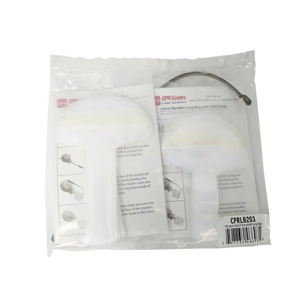 Infant Face Shield Lung Bags, 100 Pack (Insertion Tool Included!)