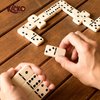 Kicko Domino Set - 28 Pieces Double Six Classic Dominoes in Durable Wooden Brown Box - Fun Mini Board Game for 2-4 Players - Ideal for Boys, Girls, Adults - Family Game Night and Vintage Party Games
