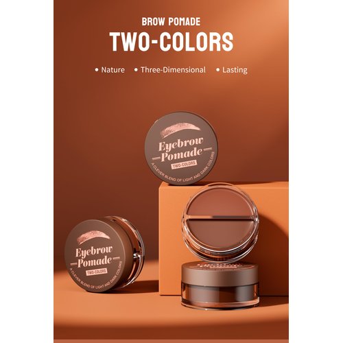 Waterproof Eyebrow Pomade and Dual-ended Eyebrow Brush, Eyebrow Stamp Pencil Kit for Eyebrows Makeup (Light Brown+Brown Gel)