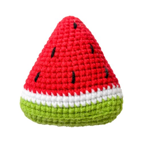 Chippi & Co Crochet Baby Rattle, Crochet Baby Toys, Stuffed Baby Doll, Organic Wooden Newborn Toys, Knitted Stuffed Animals for Babies Boy, Girl, Montessori Toys, Mom To Be Gifts (Watermelon)