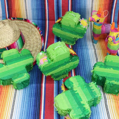 GIFTEXPRESS 6-pack Mini Cactus Pinatas for Kids Birthday Party, Gender Reveal Party, Traditional Mexican Fiesta, and Party Decorations