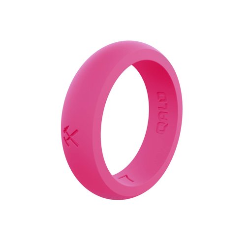 QALO Women's Classic Rubber Silicone Ring, Rubber Wedding Band, Breathable, Durable Engagement Silicone Ring, 8.5mm Wide 2.5mm Thick, Pink, Size 5