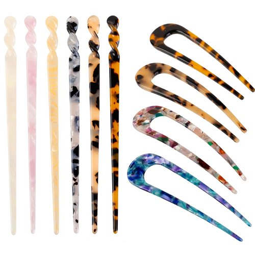 Acetate Hair Sticks, 10PCS Tortoise Shell Hair Pins Vintage Hair Chopstick Long Chinese Hairpins Hair Sticks for Styling Hairstyle for Women Girls Bun