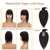 Rich Choices 100% Human Hair Extensions Hair Toppers for Women Real Human Hair Clip In Hair Topper With Bangs For Women Women Hair Topper With Thinning Hair#1B Natural Black 12'' 38g