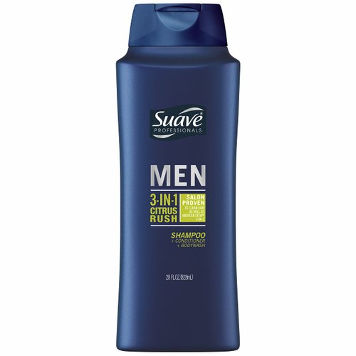 Suave Men 3-in-1 Shampoo Conditioner Body Wash for Gentle Cleansing and Conditioning Citrus Rush Mens Shampoo 3 in 1 Formula with Keratin and Glycerin 28 oz